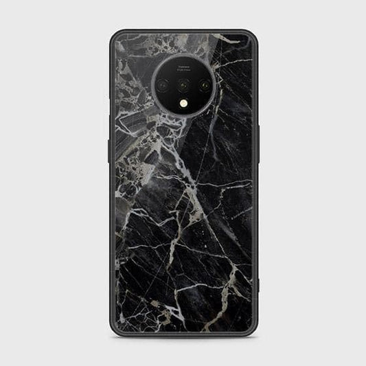 OnePlus 7T Cover - Black Marble Series - HQ Ultra Shine Premium Infinity Glass Soft Silicon Borders Case