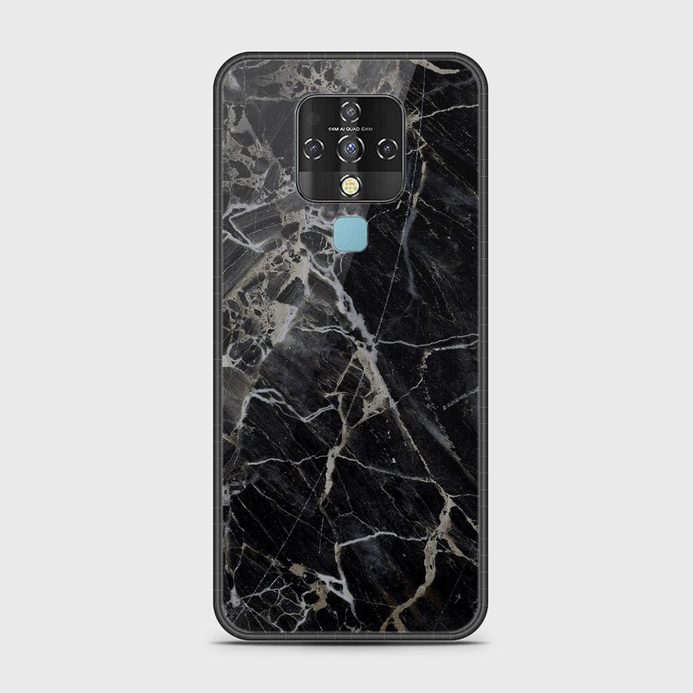 Tecno Camon 16 Cover - Black Marble Series - HQ Ultra Shine Premium Infinity Glass Soft Silicon Borders Case