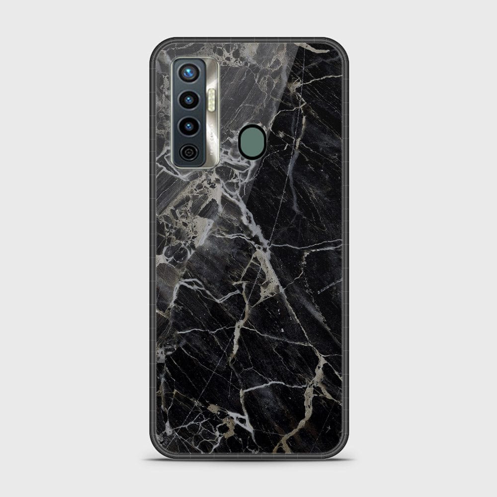 Tecno Camon 17 Cover - Black Marble Series - HQ Ultra Shine Premium Infinity Glass Soft Silicon Borders Case