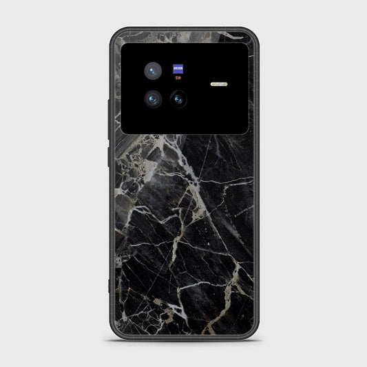 Vivo X80 Cover- Black Marble Series - HQ Ultra Shine Premium Infinity Glass Soft Silicon Borders Case