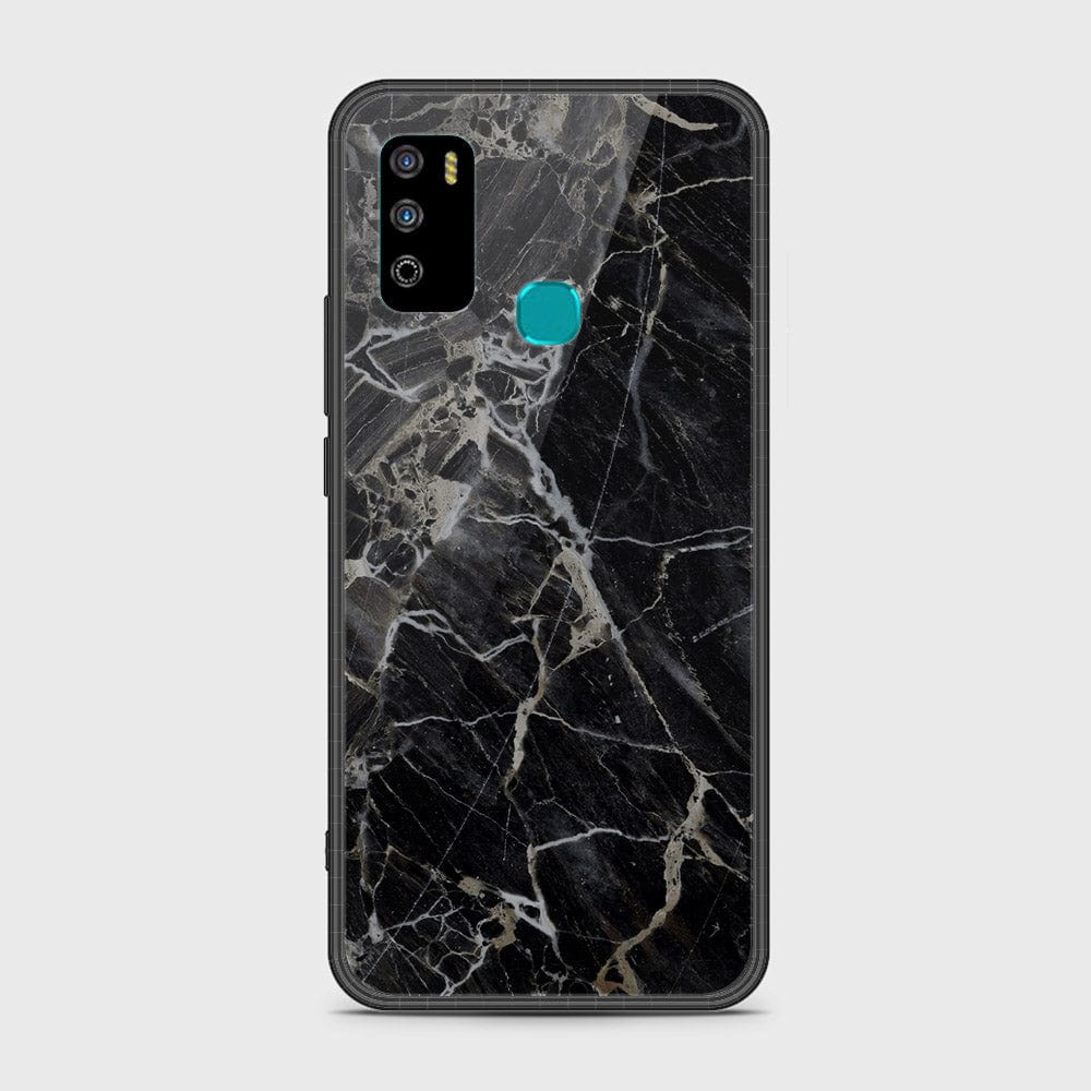 Infinix Hot 9 Play Cover- Black Marble Series - HQ Ultra Shine Premium Infinity Glass Soft Silicon Borders Case