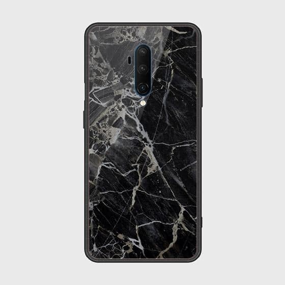 OnePlus 7T Pro Cover - Black Marble Series - HQ Ultra Shine Premium Infinity Glass Soft Silicon Borders Case