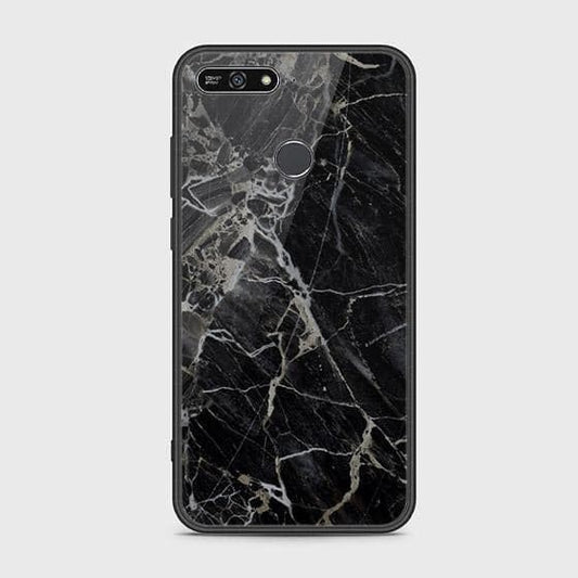 Huawei Y6 Prime 2018 Cover - Black Marble Series - HQ Ultra Shine Premium Infinity Glass Soft Silicon Borders Case