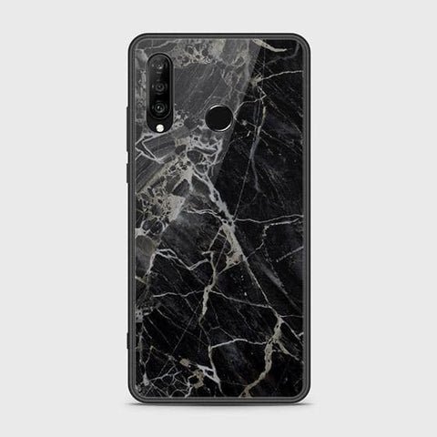 Huawei P30 lite Cover - Black Marble Series - HQ Ultra Shine Premium Infinity Glass Soft Silicon Borders Case