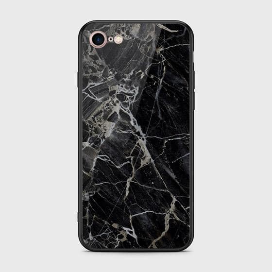 iPhone 8 / 7 Cover - Black Marble Series - HQ Ultra Shine Premium Infinity Glass Soft Silicon Borders Case