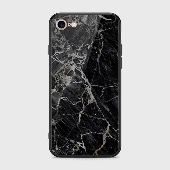 iPhone SE 2020 Cover - Black Marble Series - HQ Ultra Shine Premium Infinity Glass Soft Silicon Borders Case