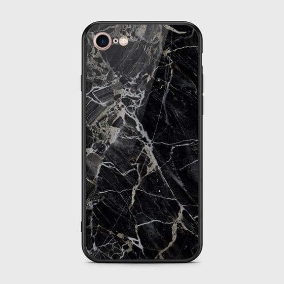 iPhone 8 Cover - Black Marble Series - HQ Ultra Shine Premium Infinity Glass Soft Silicon Borders Case