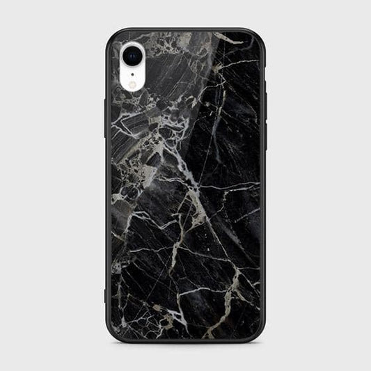 iPhone XR Cover - Black Marble Series - D189 - HQ Ultra Shine Premium Infinity Glass Soft Silicon Borders Case ( Fast Delivery )