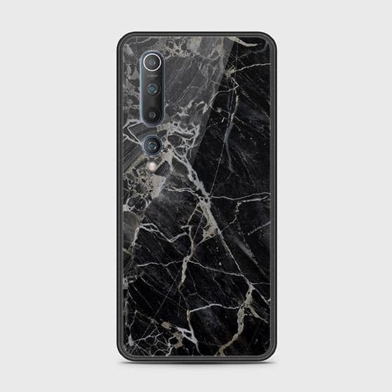 Xiaomi Mi 10 Cover - Black Marble Series - HQ Ultra Shine Premium Infinity Glass Soft Silicon Borders Case