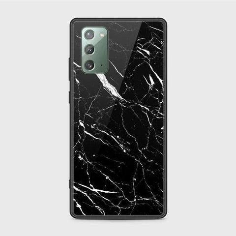 Samsung Galaxy Note 20 Cover - Black Marble Series - HQ Ultra Shine Premium Infinity Glass Soft Silicon Borders Case