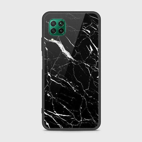 Huawei Nova 6 SE Cover - Black Marble Series - HQ Ultra Shine Premium Infinity Glass Soft Silicon Borders Case