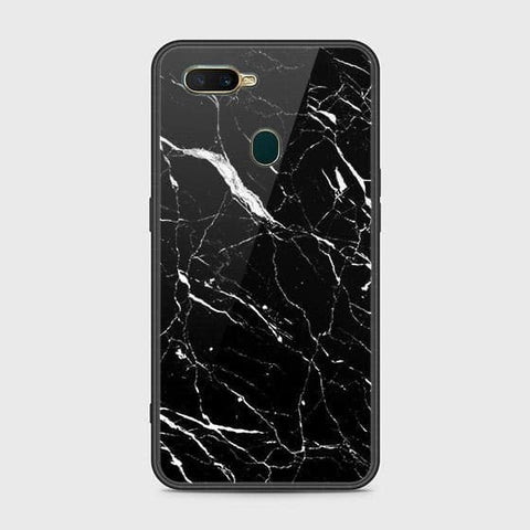 Oppo A7 Cover - Black Marble Series - HQ Ultra Shine Premium Infinity Glass Soft Silicon Borders Case