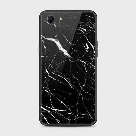 Oppo A1 Cover - Black Marble Series - HQ Ultra Shine Premium Infinity Glass Soft Silicon Borders Case