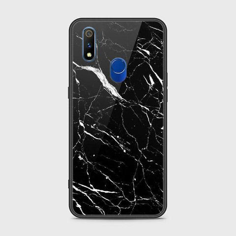 Realme 3 Pro Cover - Black Marble Series - HQ Ultra Shine Premium Infinity Glass Soft Silicon Borders Case