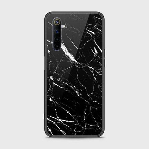 Realme 6 Cover - Black Marble Series - HQ Ultra Shine Premium Infinity Glass Soft Silicon Borders Case