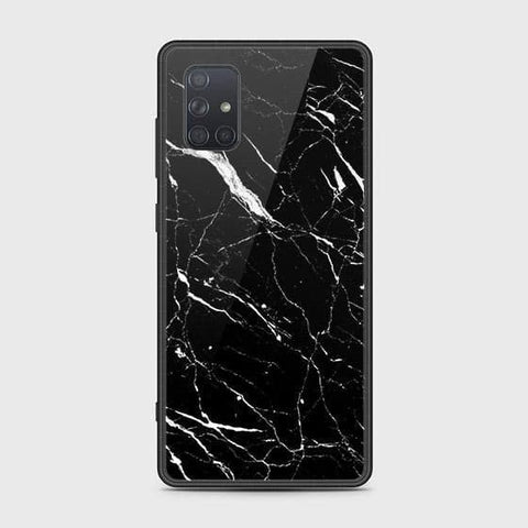 Samsung Galaxy A71 Cover - Black Marble Series - HQ Ultra Shine Premium Infinity Glass Soft Silicon Borders Case