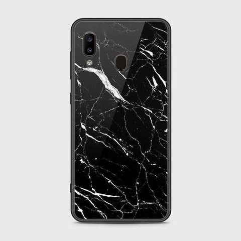 Samsung Galaxy A20 Cover - Black Marble Series - HQ Ultra Shine Premium Infinity Glass Soft Silicon Borders Case