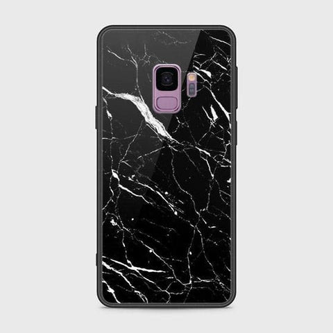 Samsung Galaxy S9 Cover - Black Marble Series - HQ Ultra Shine Premium Infinity Glass Soft Silicon Borders Case