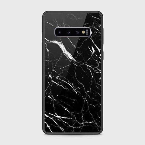 Samsung Galaxy S10 Cover - Black Marble Series - HQ Ultra Shine Premium Infinity Glass Soft Silicon Borders Case