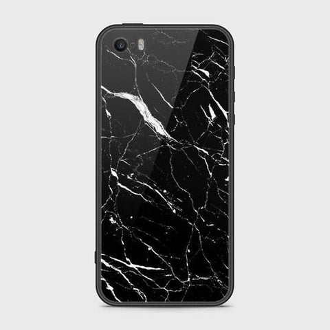 iPhone SE Cover - Black Marble Series - HQ Ultra Shine Premium Infinity Glass Soft Silicon Borders Case