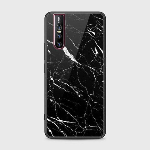 Vivo V15 Pro Cover - Black Marble Series - HQ Ultra Shine Premium Infinity Glass Soft Silicon Borders Case