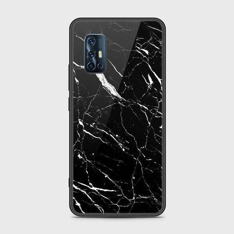 Vivo V17 Cover - Black Marble Series - HQ Ultra Shine Premium Infinity Glass Soft Silicon Borders Case