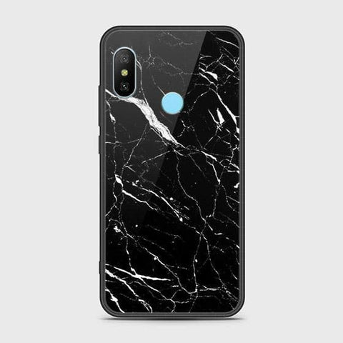 Xiaomi Redmi Note 6 Pro Cover - Black Marble Series - HQ Ultra Shine Premium Infinity Glass Soft Silicon Borders Case