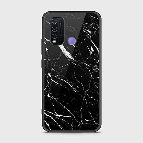 Vivo Y30 Cover - Black Marble Series - HQ Ultra Shine Premium Infinity Glass Soft Silicon Borders Case