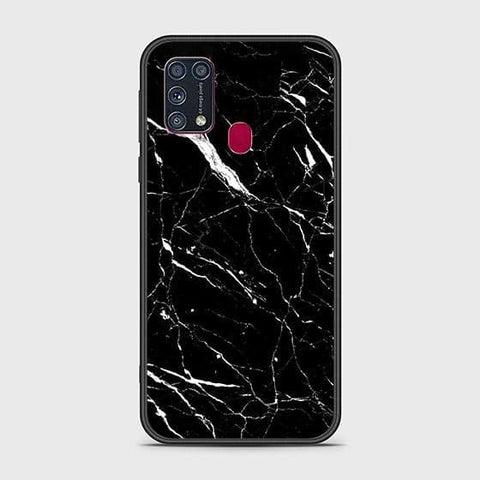 Samsung Galaxy M31 Cover - Black Marble Series - HQ Ultra Shine Premium Infinity Glass Soft Silicon Borders Case