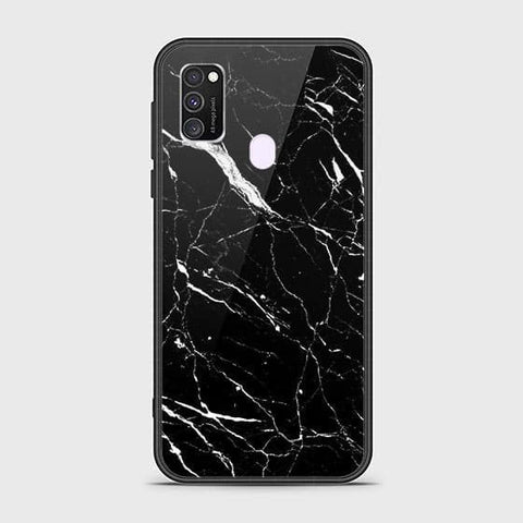 Samsung Galaxy M30s Cover - Black Marble Series - HQ Ultra Shine Premium Infinity Glass Soft Silicon Borders Case