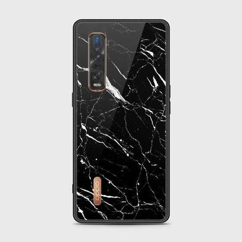Oppo Find X2 Pro Cover - Black Marble Series - HQ Ultra Shine Premium Infinity Glass Soft Silicon Borders Case