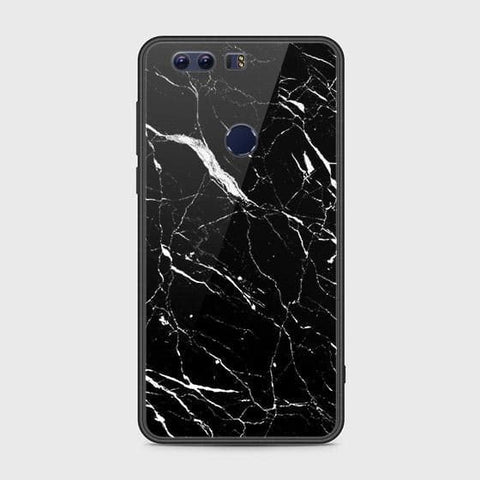 Huawei Honor 8 Cover - Black Marble Series - HQ Ultra Shine Premium Infinity Glass Soft Silicon Borders Case