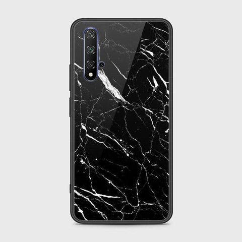 Honor 20 Cover - Black Marble Series - HQ Ultra Shine Premium Infinity Glass Soft Silicon Borders Case