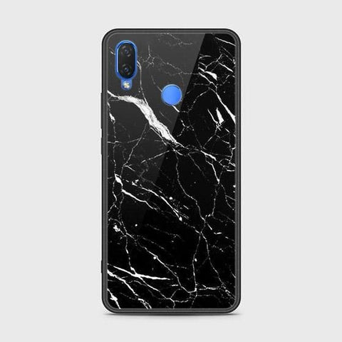 Huawei Y6s 2019 Cover - Black Marble Series - HQ Ultra Shine Premium Infinity Glass Soft Silicon Borders Case