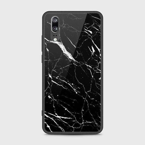 Huawei P20 Cover - Black Marble Series - HQ Ultra Shine Premium Infinity Glass Soft Silicon Borders Case