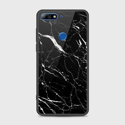 Huawei Y7 Prime 2018 Cover - Black Marble Series - HQ Ultra Shine Premium Infinity Glass Soft Silicon Borders Case