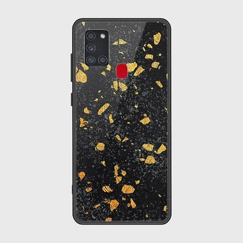 Samsung Galaxy A21s Cover - Black Marble Series - HQ Ultra Shine Premium Infinity Glass Soft Silicon Borders Case