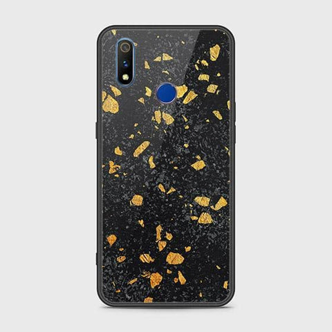 Realme 3 Cover - Black Marble Series - HQ Ultra Shine Premium Infinity Glass Soft Silicon Borders Case