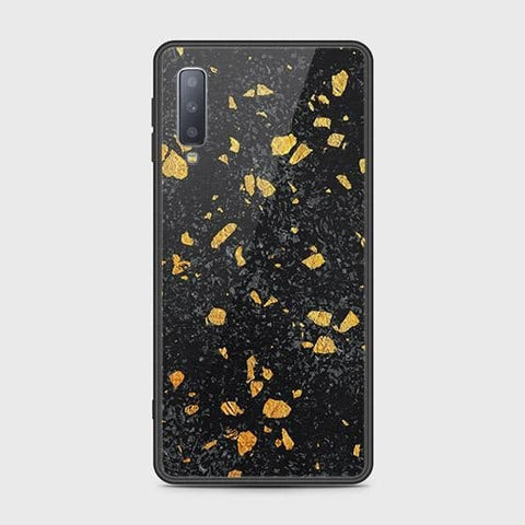 Samsung Galaxy A7 2018 Cover - Black Marble Series - HQ Ultra Shine Premium Infinity Glass Soft Silicon Borders Case