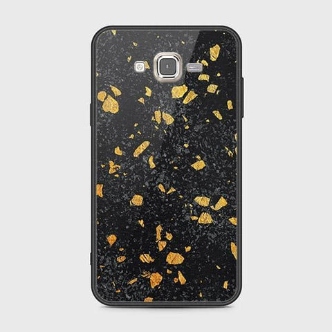 Samsung Galaxy J7 2015 Cover - Black Marble Series - HQ Ultra Shine Premium Infinity Glass Soft Silicon Borders Case