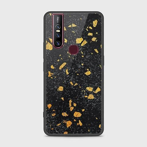 Vivo V15 Cover - Black Marble Series - HQ Ultra Shine Premium Infinity Glass Soft Silicon Borders Case