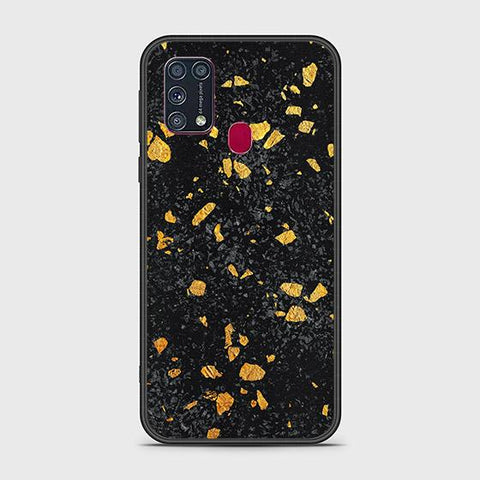 Samsung Galaxy M31 Cover - Black Marble Series - HQ Ultra Shine Premium Infinity Glass Soft Silicon Borders Case