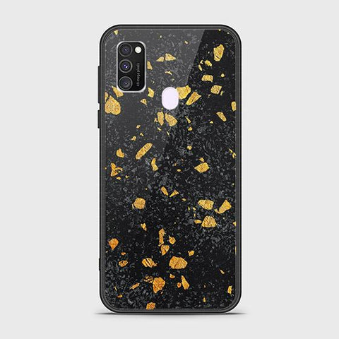 Samsung Galaxy M30s Cover - Black Marble Series - HQ Ultra Shine Premium Infinity Glass Soft Silicon Borders Case