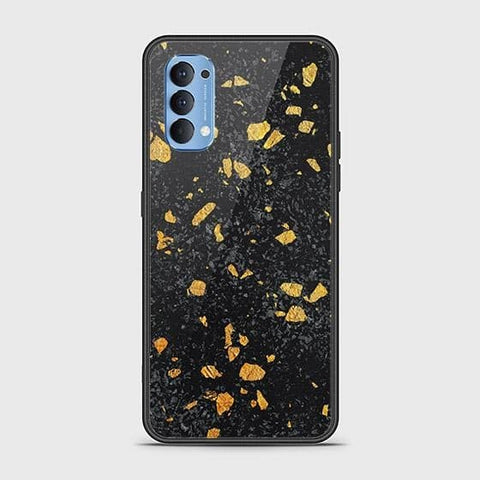 Oppo Reno 4 Cover - Black Marble Series - HQ Ultra Shine Premium Infinity Glass Soft Silicon Borders Case