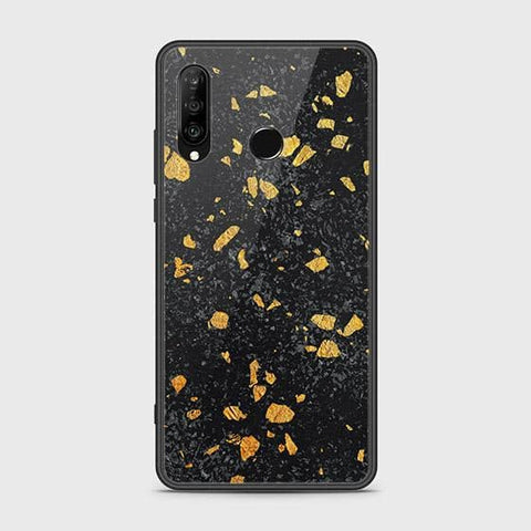 Huawei P30 lite Cover - Black Marble Series - HQ Ultra Shine Premium Infinity Glass Soft Silicon Borders Case