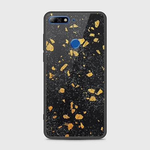 Huawei Y7 2018 Cover - Black Marble Series - HQ Ultra Shine Premium Infinity Glass Soft Silicon Borders Case