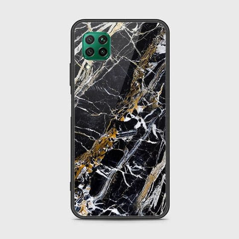 Huawei P40 Lite Cover - Black Marble Series - HQ Ultra Shine Premium Infinity Glass Soft Silicon Borders Case