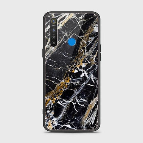 Realme 5i Cover - Black Marble Series - HQ Ultra Shine Premium Infinity Glass Soft Silicon Borders Case