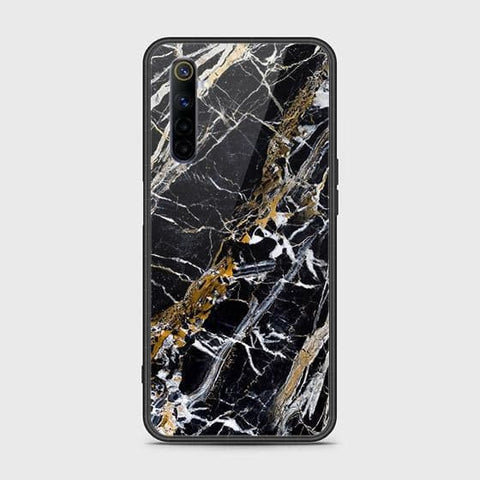 Realme 6 Cover - Black Marble Series - HQ Ultra Shine Premium Infinity Glass Soft Silicon Borders Case