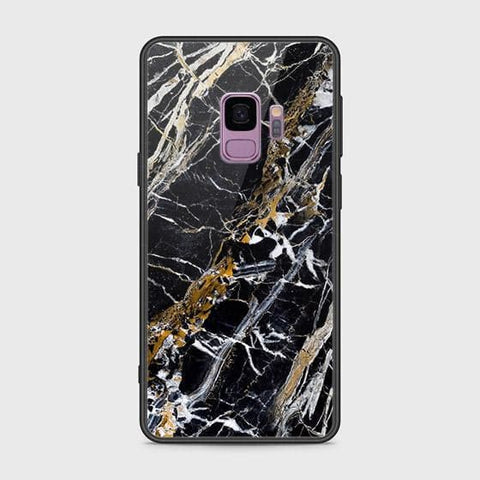 Samsung Galaxy S9 Cover - Black Marble Series - HQ Ultra Shine Premium Infinity Glass Soft Silicon Borders Case